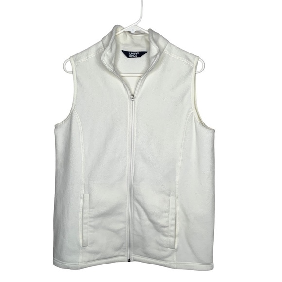 Lands End Womens Fleece Vest size medium 10/12 white - Picture 1 of 4
